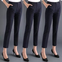 High-waisted Figure-flattering Straight-leg Professional Suit Pants