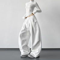 New Autumnwinter Women's White Work Pants With A Designer-style Drawstring