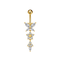 Personalized Zircon Butterfly Round Belly Button Ring