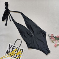 European And American One Piece Swimsuit Plus Size Solid Color