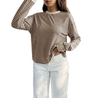SpringSummer Fashionable Commuter Striped Long Leeve Top