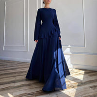 Women's Crew Neck Slim-fit Long-sleeve Dress