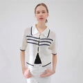 Cardigan Short Sleeve Fit Lapel Fashion Striped Colors
