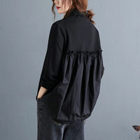 Retro Casual Patchwork Loose Long-sleeved T-shirt Turtleneck Bottoming Shirt