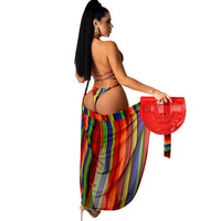 Printed Tulle Split Bikini Three-piece Swimsuit