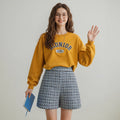 Fashionable Plaid Knitted Shorts For Women