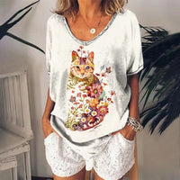 Trendy Kitten 3D Women's Printed Wear T-shirt Short Sleeve