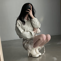 Chic Lapel Double Pocket Leather Top Leather Coat