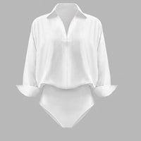 Womens Slim-fit Mandarin-collar Three-quarter-sleeve Shirt