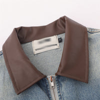 European And American Fashion Loose Contrast Color Lapels Washed And Worn Denim Jacket