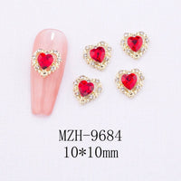 Glass New Year Nail Ornament Red Bow Accessories