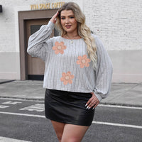 Loose Plus Size Women's Embroidered Flower Bead Stitching Sweater