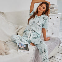 Pajamas Women's Floral Print Short Sleeve Loungewear