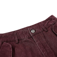 Distressed Washed Scimitar Workwear Pants Trendy Brand Retro Wide-Leg Trousers