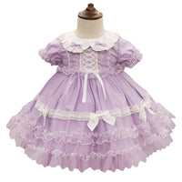 Dress Short-sleeved Fairy Dress Girls Mesh Lace Puffy Princess