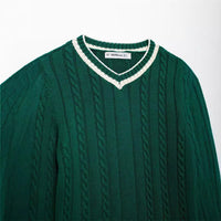 Fashion Long Sleeve V-neck Cable Pattern Sweater