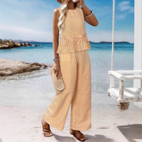 Womens Striped Resort Two-Piece Set Tank Top And Pants