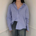 Early Spring Long Sleeve Striped All-matching Fashion Sense Of Design Shirt