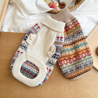 Retro Striped Beige Sweater Autumn Winter New Cat Dog