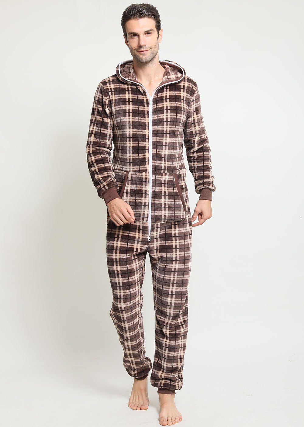 Men's Flannel Plaid One-piece Home Service