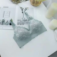 No Rim 3D Engraved Sexy Lace Gathered Up All-match Latex Bra