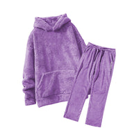 Men's Hooded Casual Loose-Fit Fashionable Personalized Coral Fleece Sweater Set