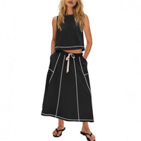Sleeveless Vest And Skirt Set For Women