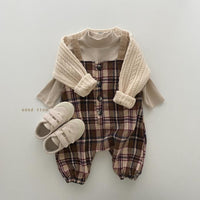 Boys And Girls Plaid Wide Crotch Korean Style Jumpsuit Casual