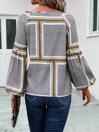 Fashion Lantern Sleeve Printed Shirt Women's Clothing