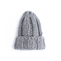 Knitted Hat Ladies Winter Pure Color Simple Thick Woolen Hat