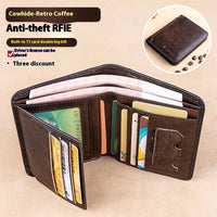 Men's Wallet RFID Anti-theft Swiping Ultra-thin First Layer Cowhide