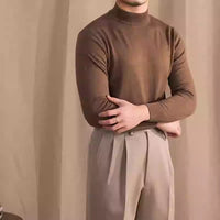 Soft Glutinous Skin-friendly Wool Mock Neck Sweater Gentleman
