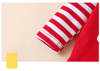 Christmas Print Striped Romper With Hat Three-piece Suit