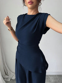 Irregular Hem Top And Wide-leg Pants Two-piece Set