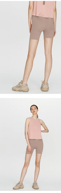 Hip Lifting Peach Yoga Four-point Short High Waist Basic Sports Running Cycling Pants Brushed Nude Feel