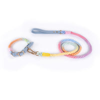 Cotton Rope Woven Leather Pet Leash Collar Set Medium Large Dog Walking