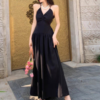 Hepburn-style Seaside Vacation Halter Dress For Women