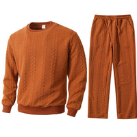 Solid-color Sporty And Casual Jacquard Men's Hoodie And Pants Set