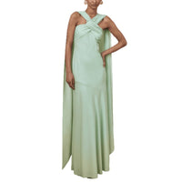 A Fashionable And Elegant Wrap-style Maxi Dress Adorned With Ribbon Details