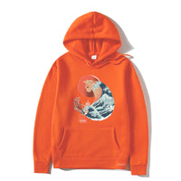 Male And Female Personality Funny Cat Printing Drawstring Hoodie