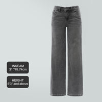 Mid-to-low-rise High-elasticity Soft Hip-lifting Wide-leg Straight Denim Jeans