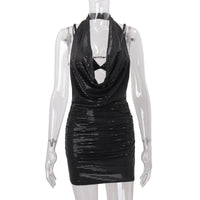 New Womens Sequin Slip Halter Dress