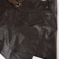 Retro Pocket Stitching A- Line Style Irregular With Personality Skirt