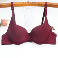 Women's Thin Push Up Adjustable Simple Solid Color Bra With Steel Ring