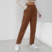 Women's Casual Elastic Waist Corduroy Straight-leg Pants