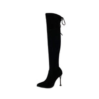 Plush Elastic Stiletto Pointed Toe Over-the-knee High-heeled Boots For Children