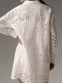 Casual Daily Solid Color Hollow Buckle Lapel Shirt