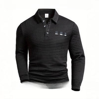 Trendy Casual All-matching Printed Long Sleeve Waffle Polo Sweater