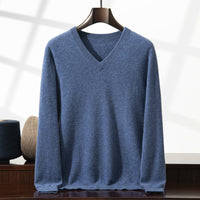 Mens Casual V-Neck Minimalist Knitted Sweater Top
