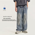 Personalized Straight Men's Clothing Brushed Distressed High Waist Jeans